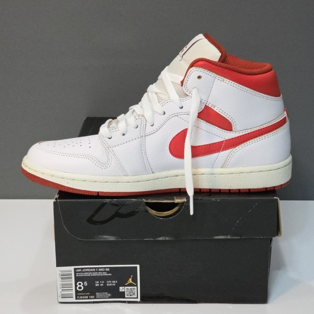Air Jordan 1 Mid SE White/lobster Red - Sail Men's Size US 8.5 FJ3458 160 NIB - Picture 3 of 8